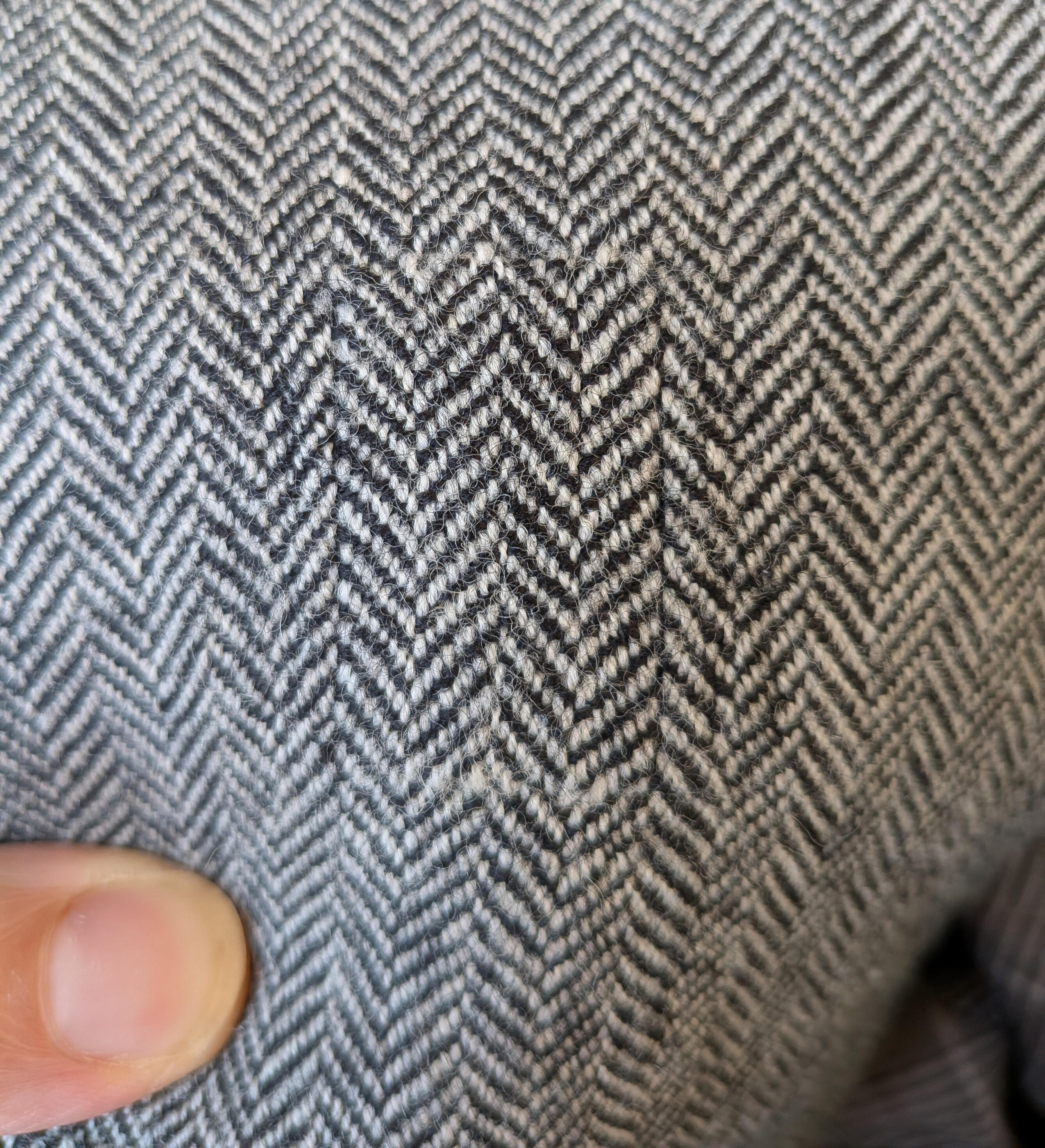 Patched wool herringbone coat